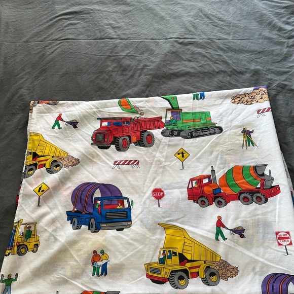 Vintage Canon Road Works Construction Flat Twin Sheet, Pillowcase, Sham - Picture 9 of 10